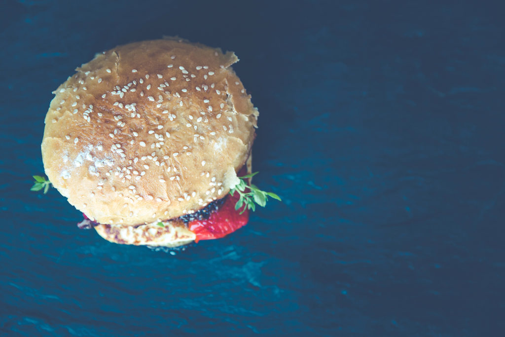 burger on a blue background